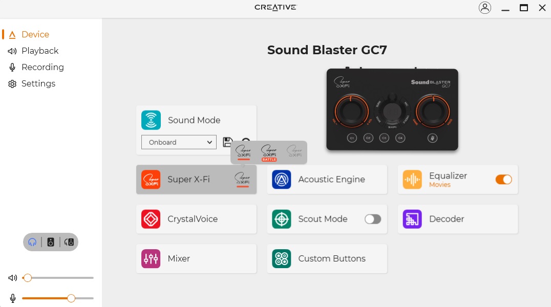 Sound Blaster GC7 - カスタマイズが可能なプログラマブル